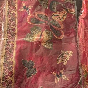 Red Butterfly Patterned Scarf